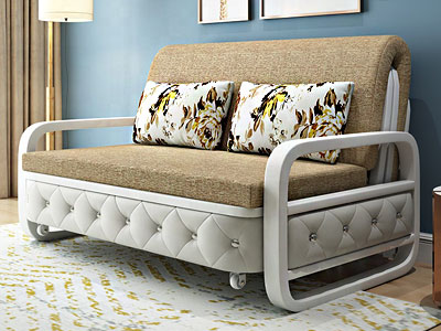 تصویری از یک مبل تخت شو کاناپه تخت خواب شو در رنگ بژ در فضای داخلی دکوراسیون منزل