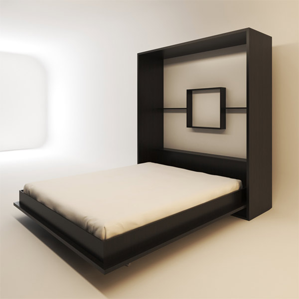 تصويري از تخت خواب تاشو Fh در حالت باز شده با رنگ قهوه اي سوخته و خوشخواب سفيد رنگ