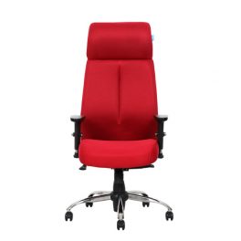 صندلی مديريتی ام 202 وارنا به رنگ قرمز از نمای رو به رو با طراحی مدرن و اسپرت در پس زمينه سفيد.