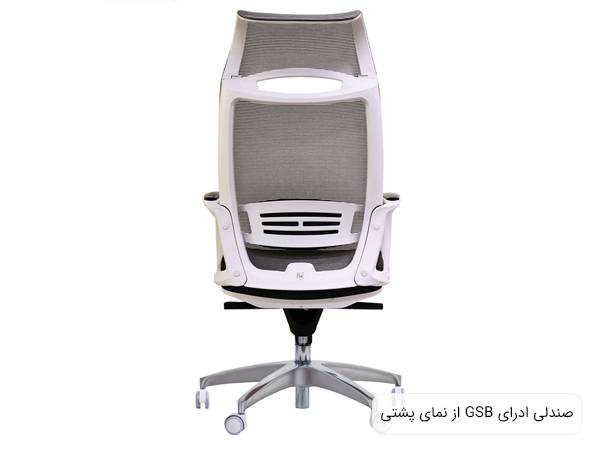 صندلی کارشناسی 191GSB از نمای پشتی با طراحی مدرن به رنگ سفيد و مشکی در پس زمينه سفيد.