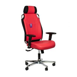 صندلی کارمندی بی 750 آرکانو به رنگ قرمز و مشکی در پس زمينه سفيد.