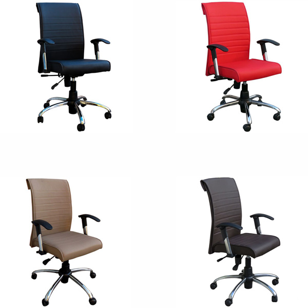 صندلی کارشناسی K320L در چهار رنگ مختلف از جمله قرمز و مشکی در پس زمينه سفيد.