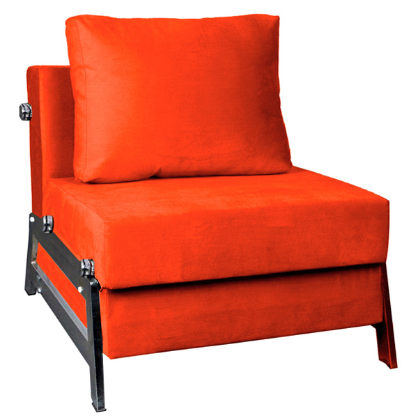 صندلی تخت شو Tiyam با روکش نارنجی رنگ در پس زمينه سفيد.