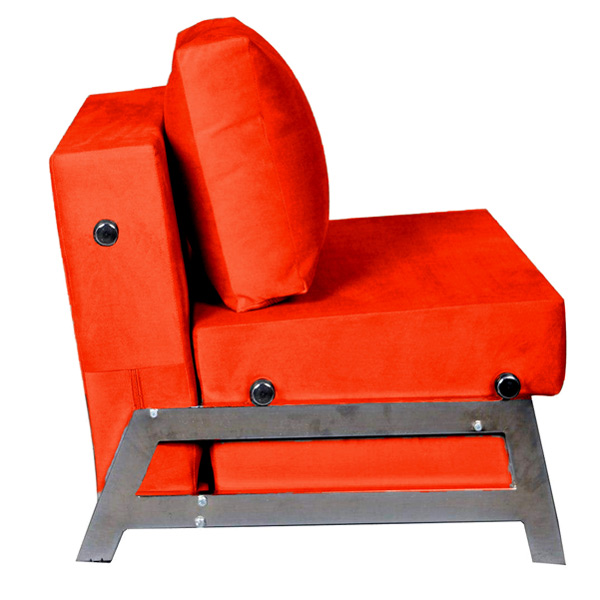 صندلی تختخواب شو تيام به رنگ نارنجی از نمای بقل در پس زمينه سفيد.