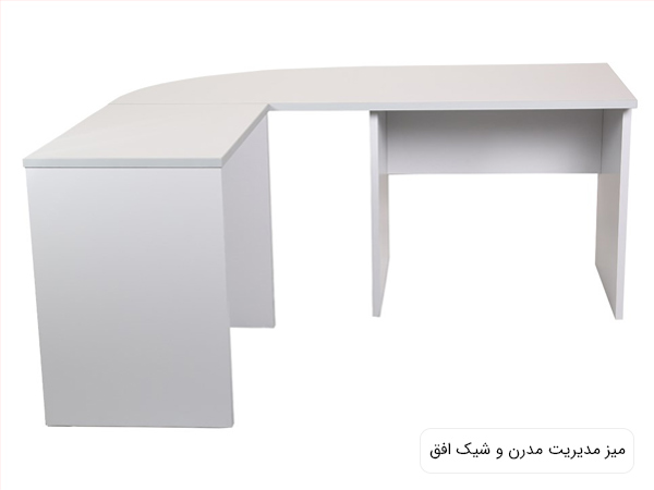میز 13i015 افق به رنگ سفيد با طراحی ال شکل در پس زمينه سفيد.