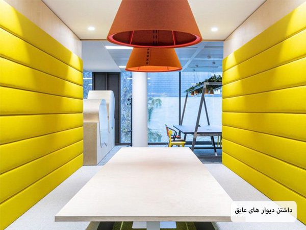 یک محیط اداری مدرن با دیوار های پیشرفته عایق صوتی برای حفظ آرامش و سکوت.