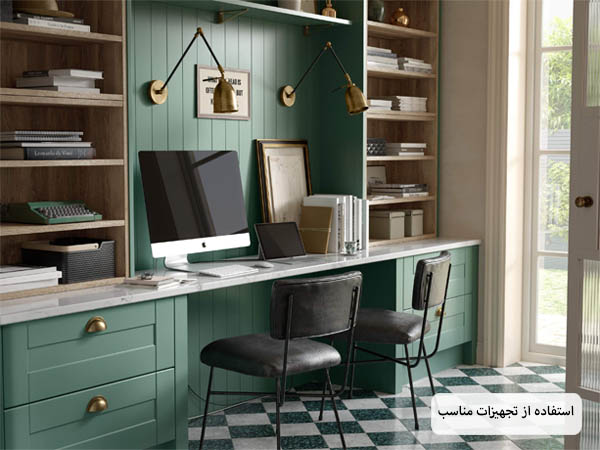 دفتر کار با دکوراسیون کلاسیک.